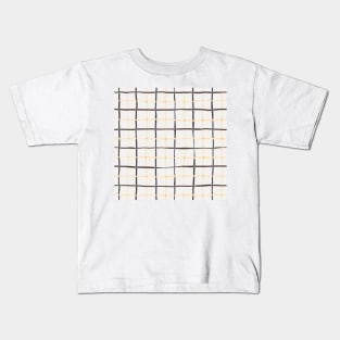 Yellow and brown tattersall plaid Kids T-Shirt